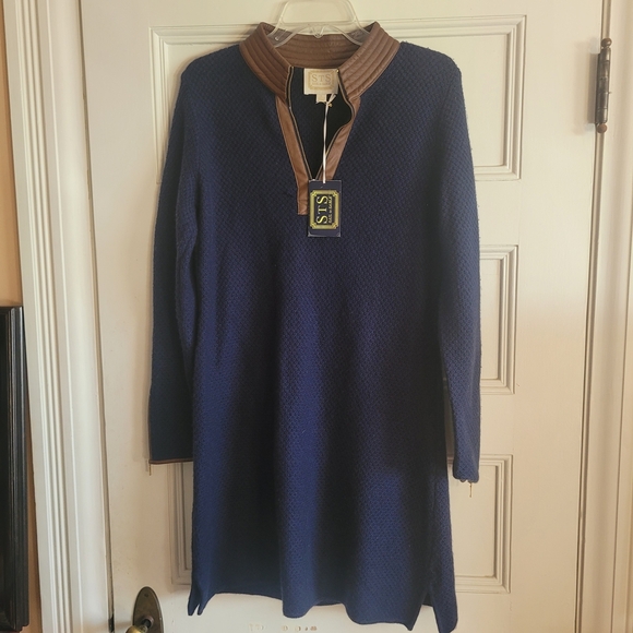 Sail to Sable Dresses & Skirts - Sail to Sable Wool-Cashmere Tunic Dress with Faux Leather Trim Sz Large